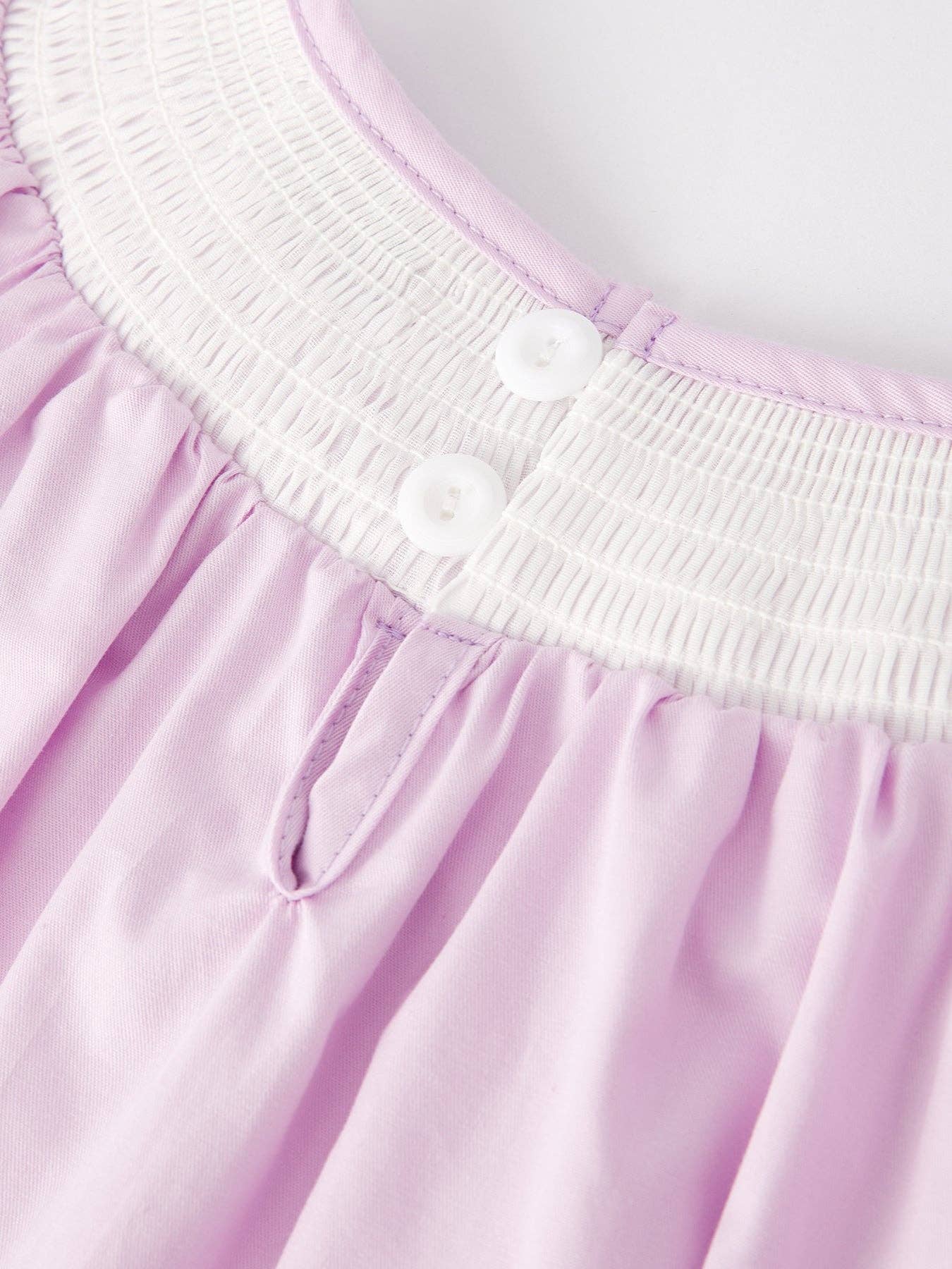 Girls Easter Bunny Smocking Embroidered Lace Cuff Purple Dress 011226AJ