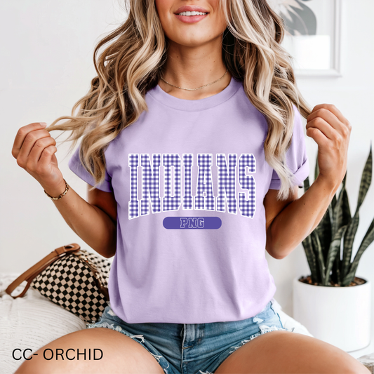 PNG INDIANS GINGHAM - BOXY TEE - (COMFORT COLOR)060226JB