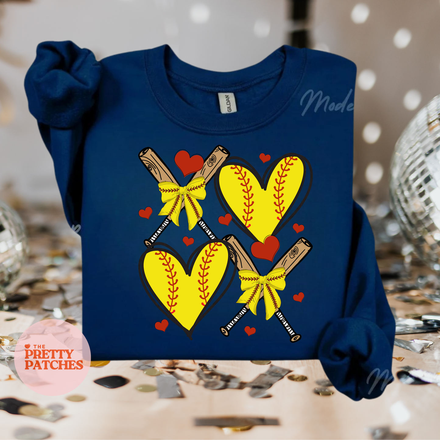 Softballs and hearts- SWEATSHIRT- (GILDAN/JERZEES)