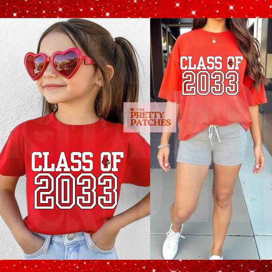 Class of 2033 Cardinals with logo in "O" - T SHIRT - (Comfort Color/Bella)