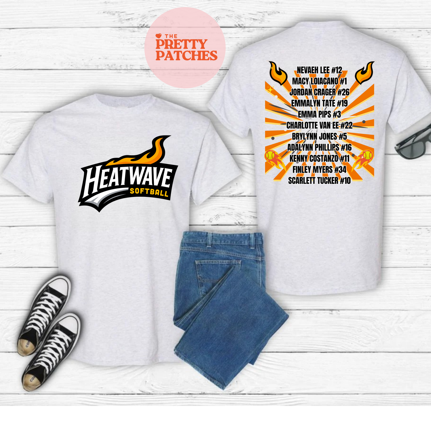 HEAT WAVE TEAM SHIRTS  (GILDAN BRAND ONLY) (FRONT IMAGE LARGE-- BACK IMAGE LARGE)
