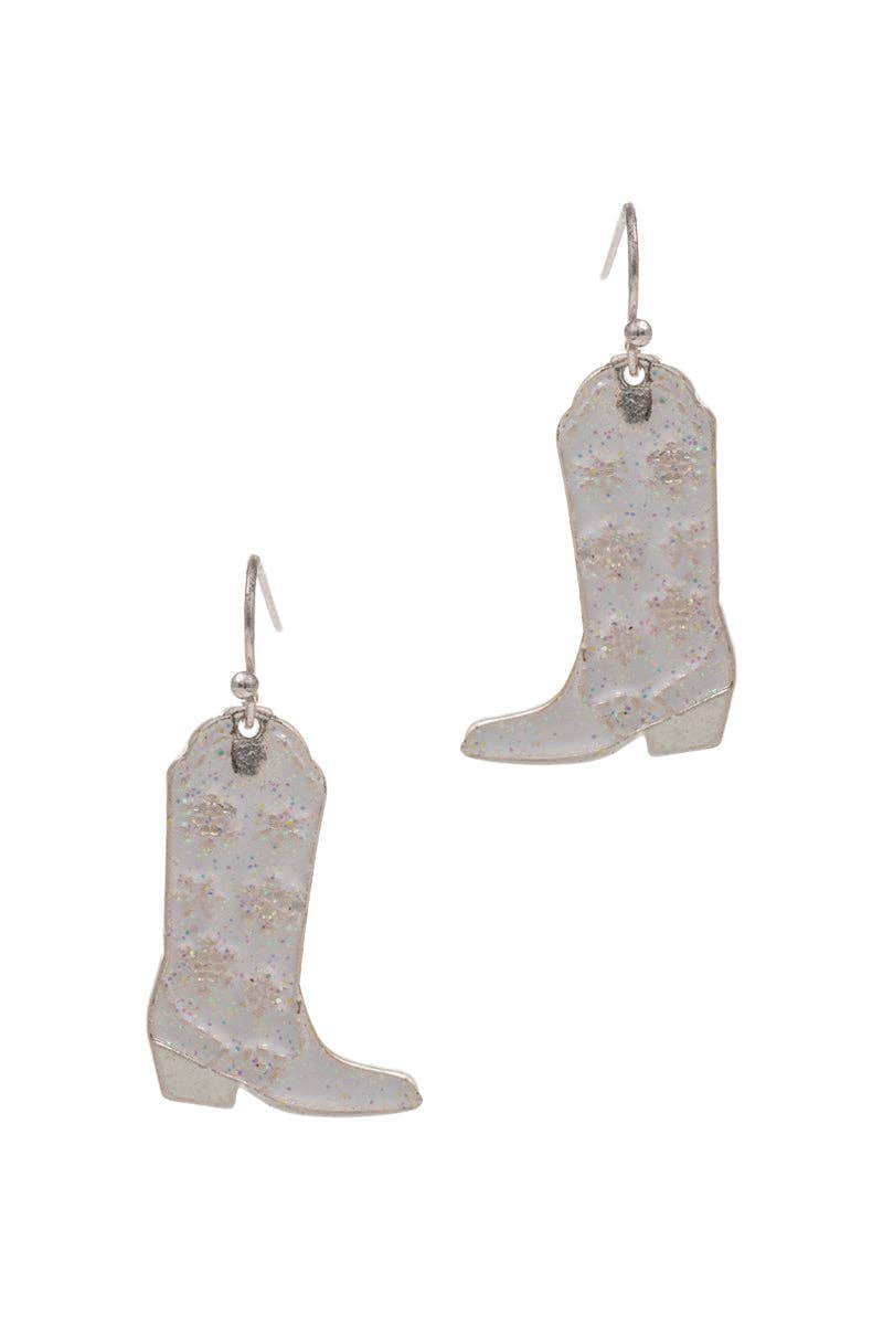 Snow Flake Boots Enamel Hook Earrings