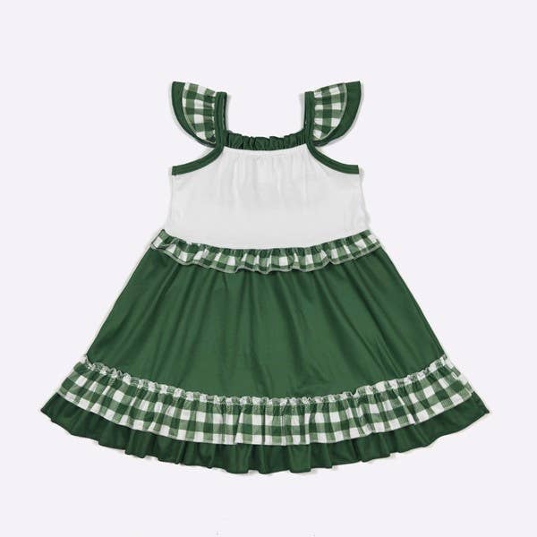 Team Spirit Girls Dress-Green Embroidery TSGD-BGE