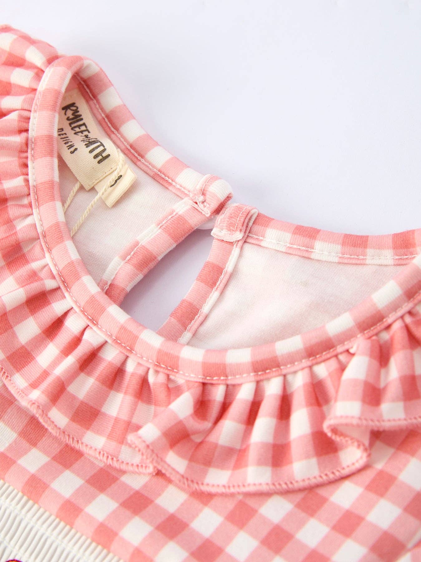 Baseball Embroidery Smocked Ruffle Plaid Girl Dress 1122026AL