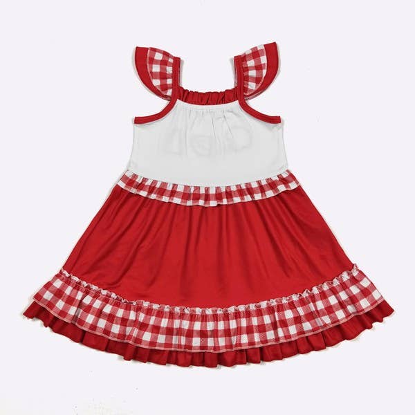 Team Spirit Girls Dress-Red Embroidery TSGD-CRE