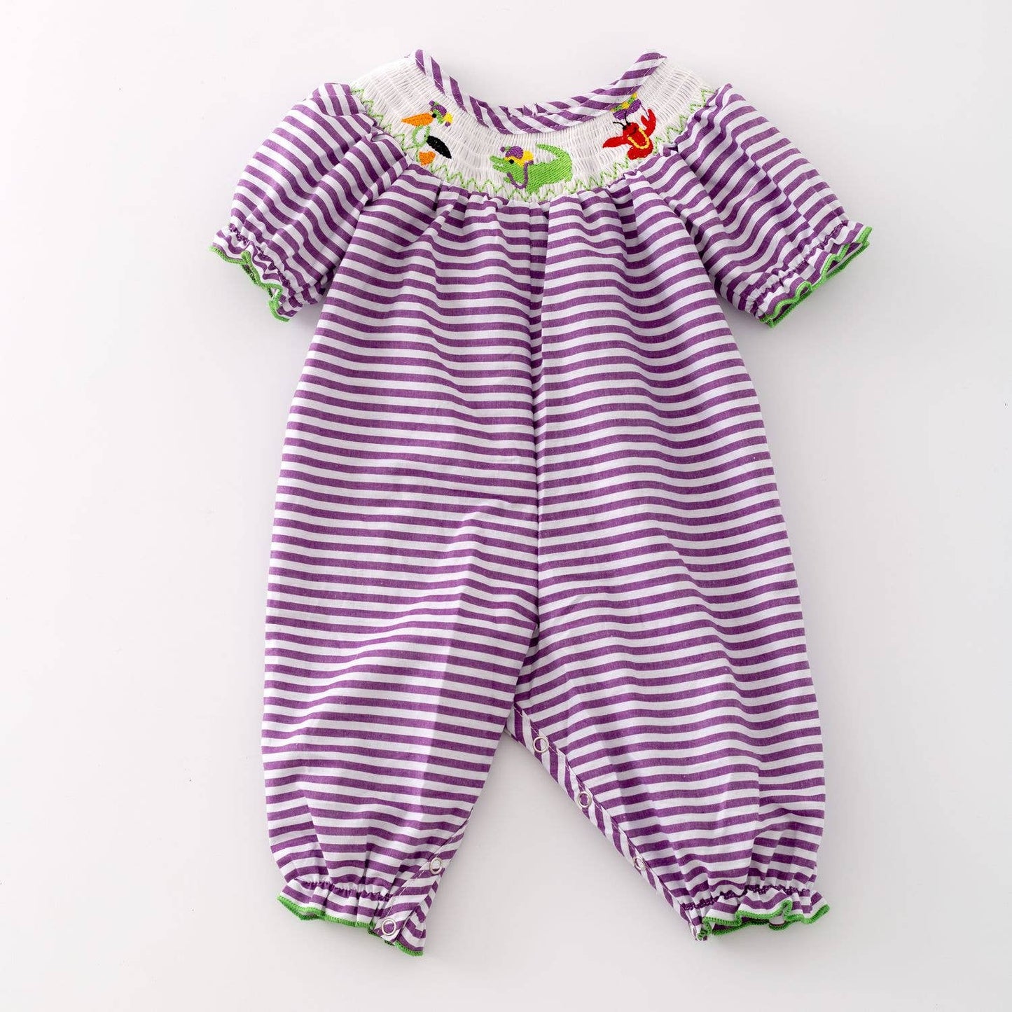 Mardi Gras Smocked Baby Romper  47606