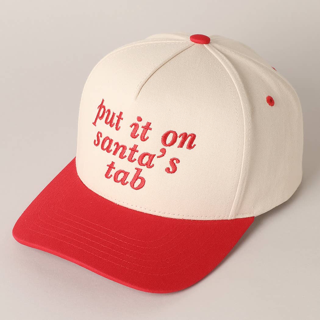 Put It On Santa's Tab Text Embroidery Baseball Cap TCM002RED