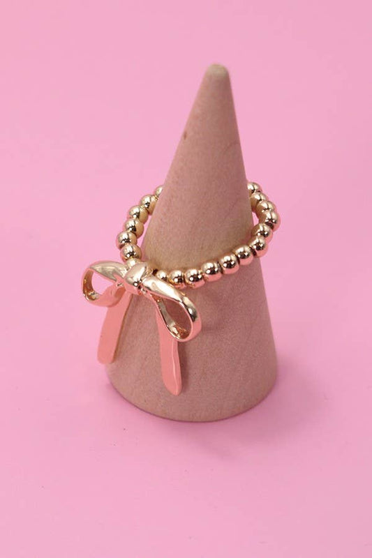 GOLD BOW RIBBON STRETCHABLE RING | 31R24002