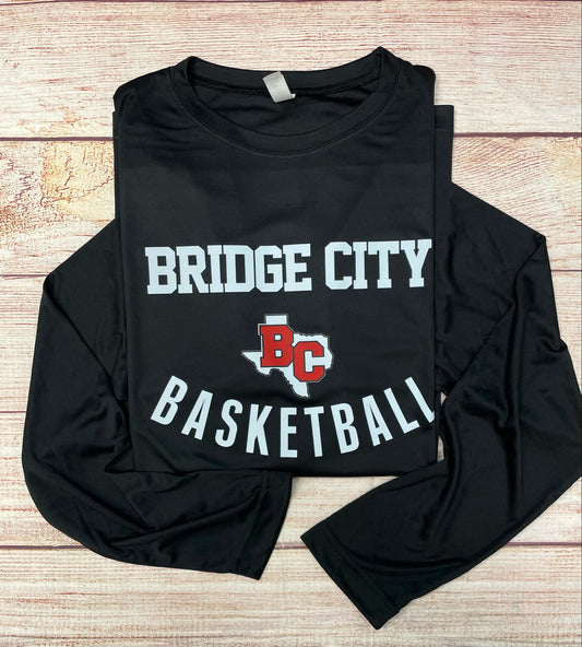 Bridge city BC Basketball (white texas BC red in the center) white font (GILDAN ONLY)