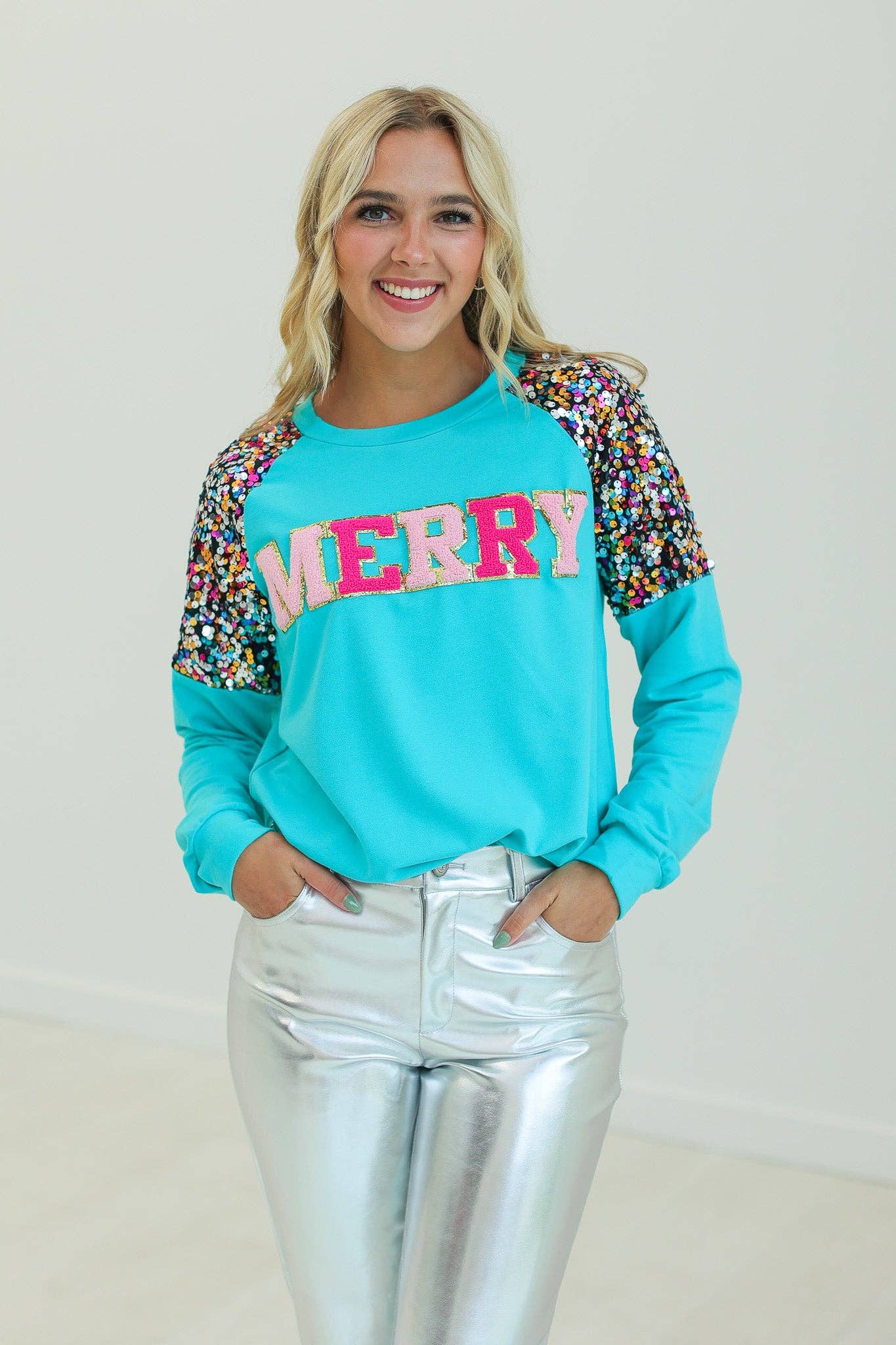 MERRY Turquoise Sweatshirt  5456