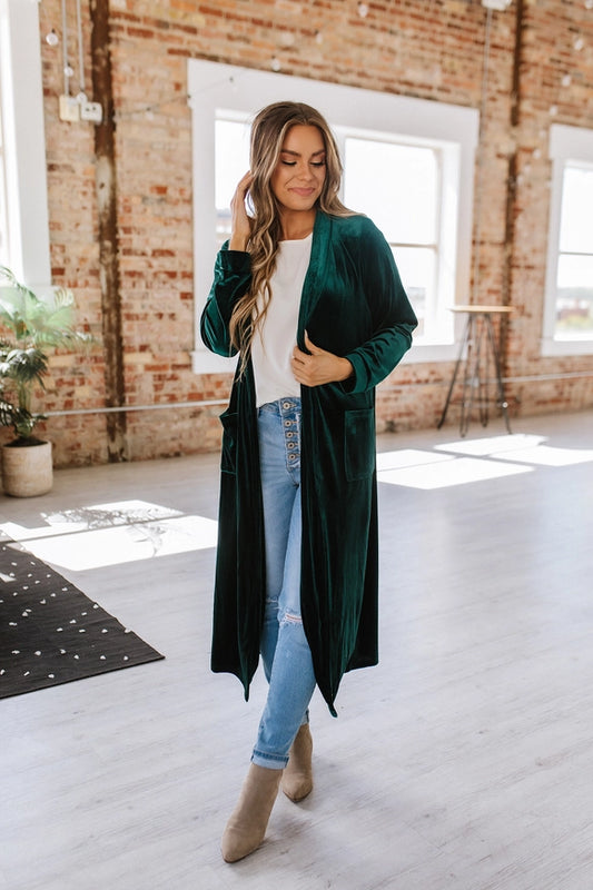 Eve Velvet Long Cardigan