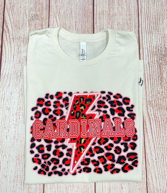 Cardinals Cheetah print and lightning bolt tee