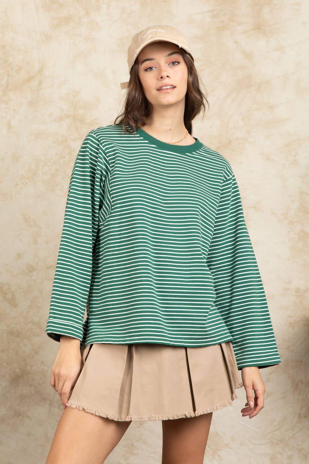 Frenchy Terry Striped Casual Knit Top 11125