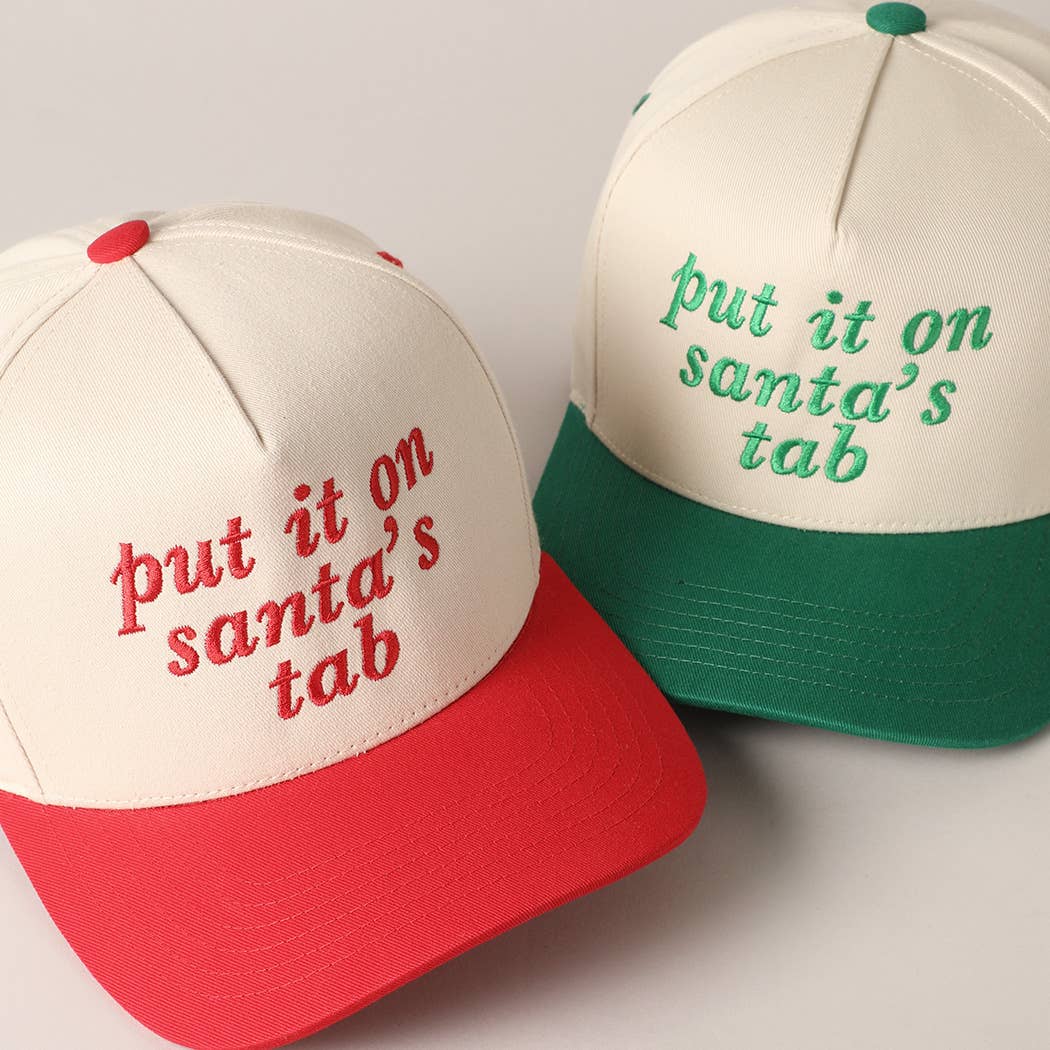 Put It On Santa's Tab Text Embroidery Baseball Cap TCM002RED