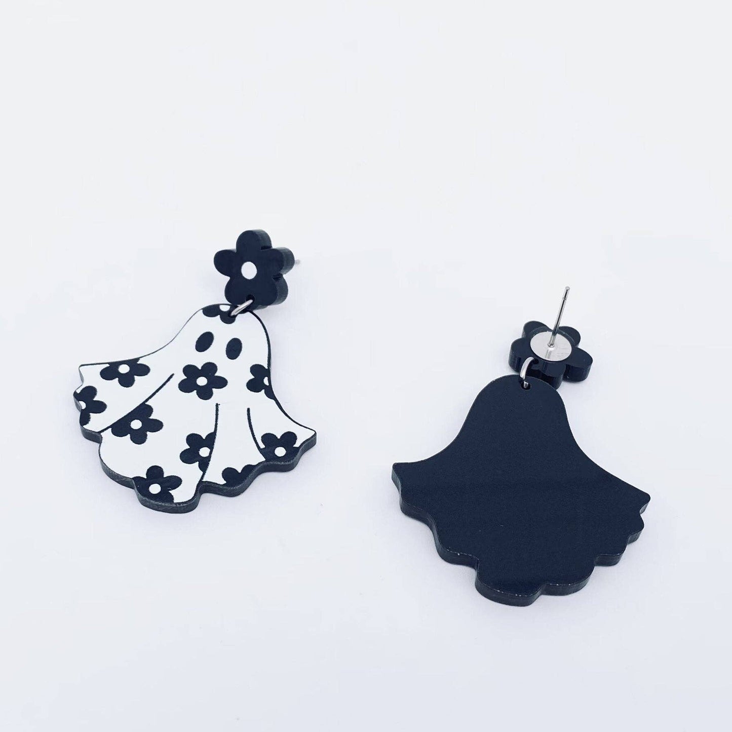 Halloween Flower Ghost Acrylic Post Earrings MIO54966