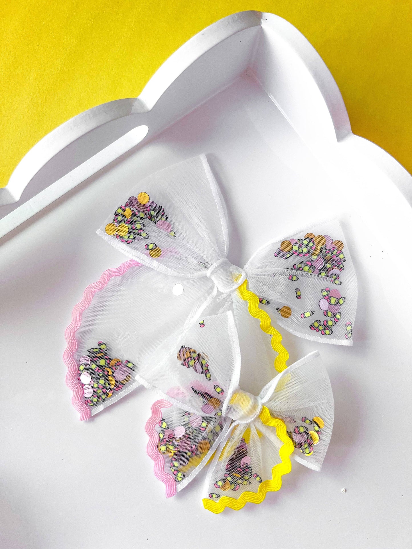 Pink, Yellow & Pencil Shaker Bow