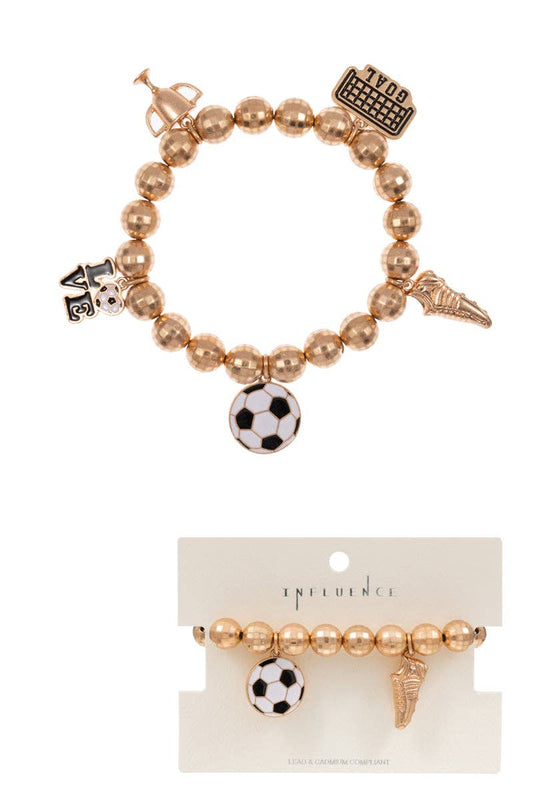 Sports soccer Cluster Enamel Stretch Bracelet B8B2084