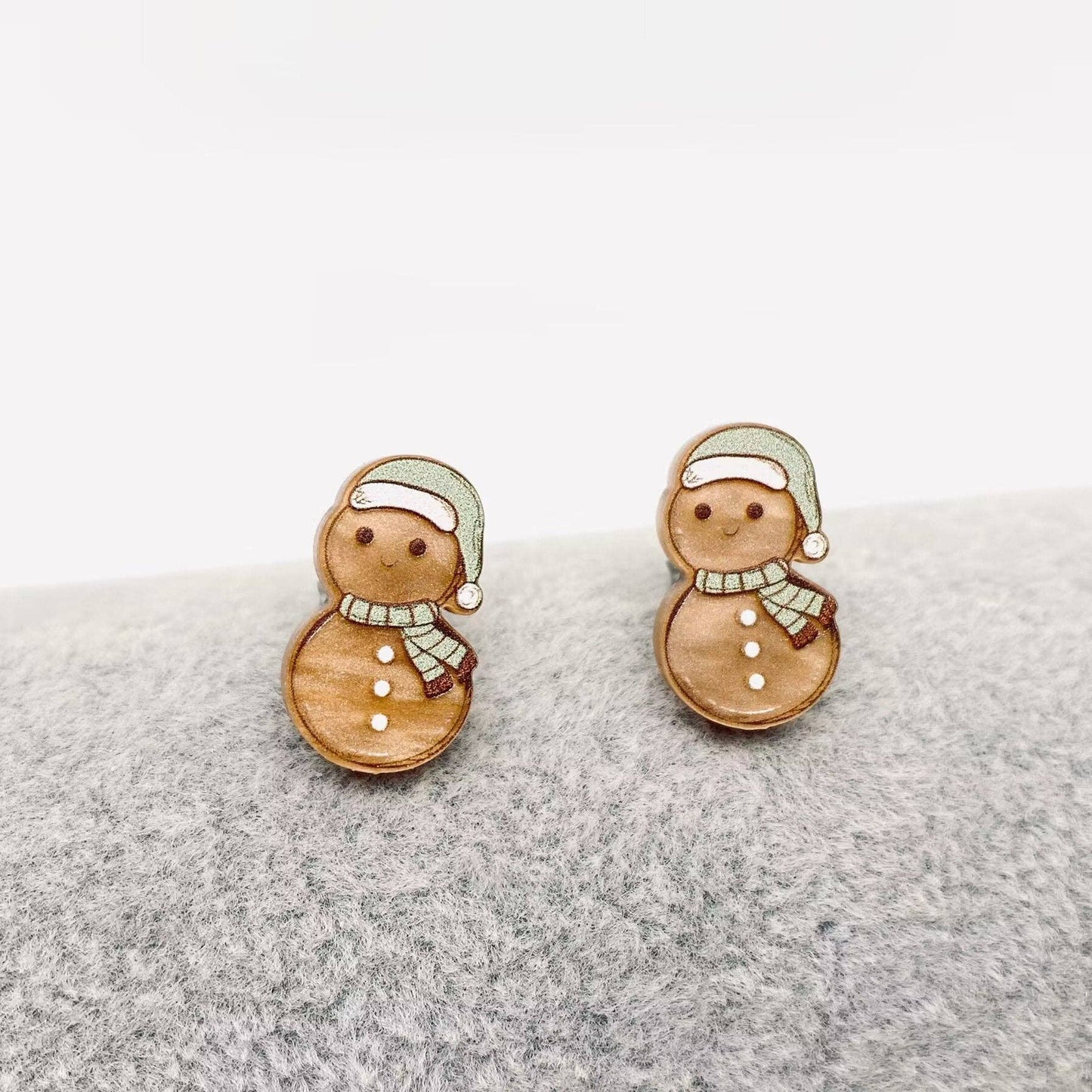 Tree,Gingerbread Man,Snowman,Crutches Ear Studs MIO57149