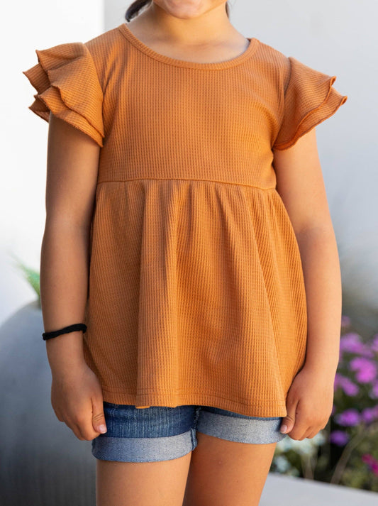 Little Girls Flutter Sleeve Peplum Top LGFSP