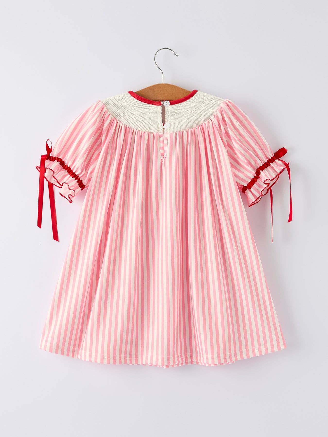 Girls Summer Baseball Embroidery pink striped Dress 011226AJ