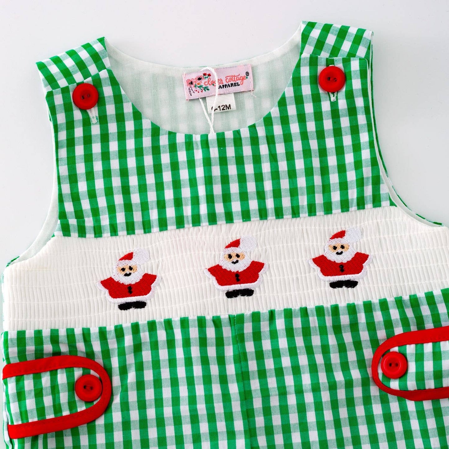 Green Gingham Smocked Baby Jon 46651