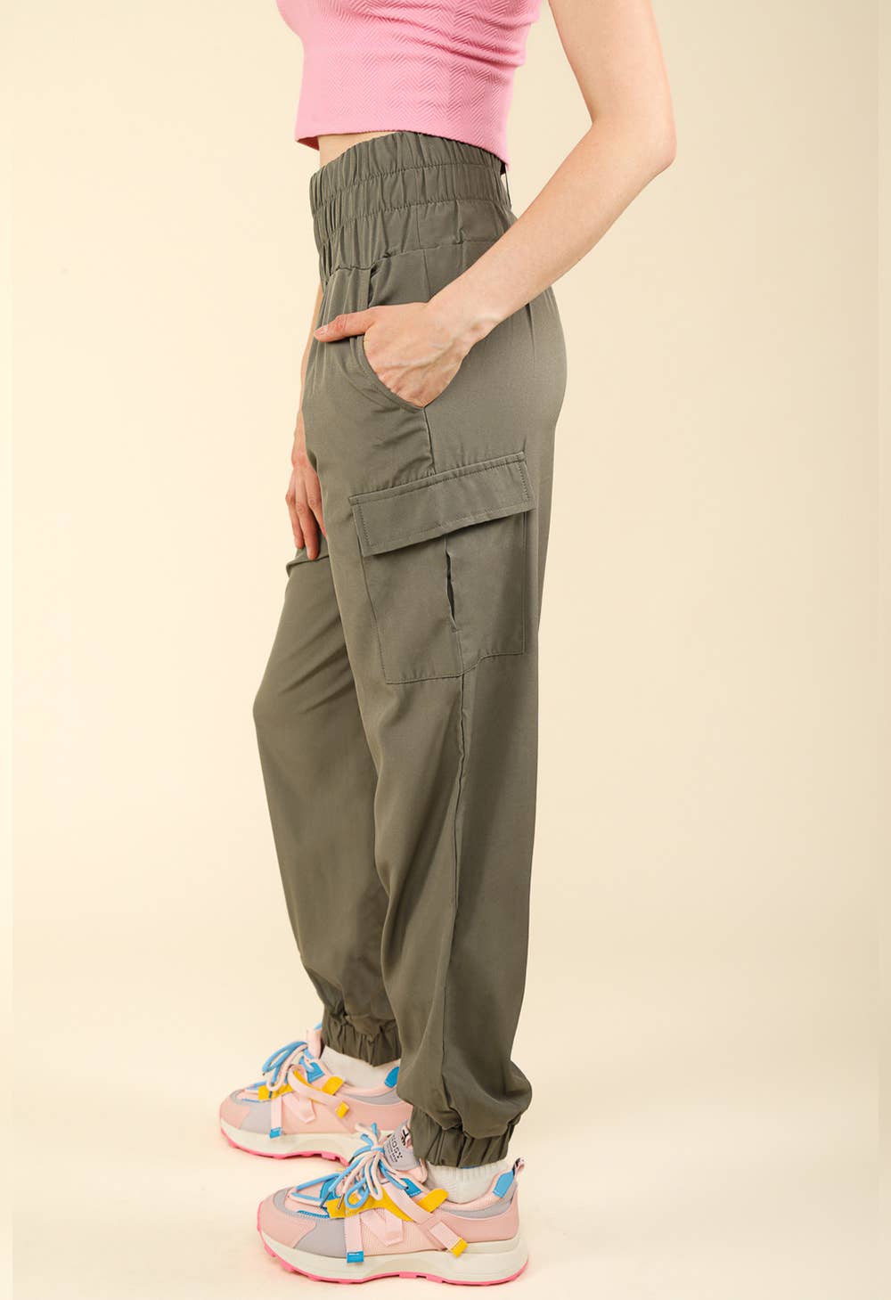 High Waisted Cargo Active Joggers w/ Pockets 1460-NPSJ