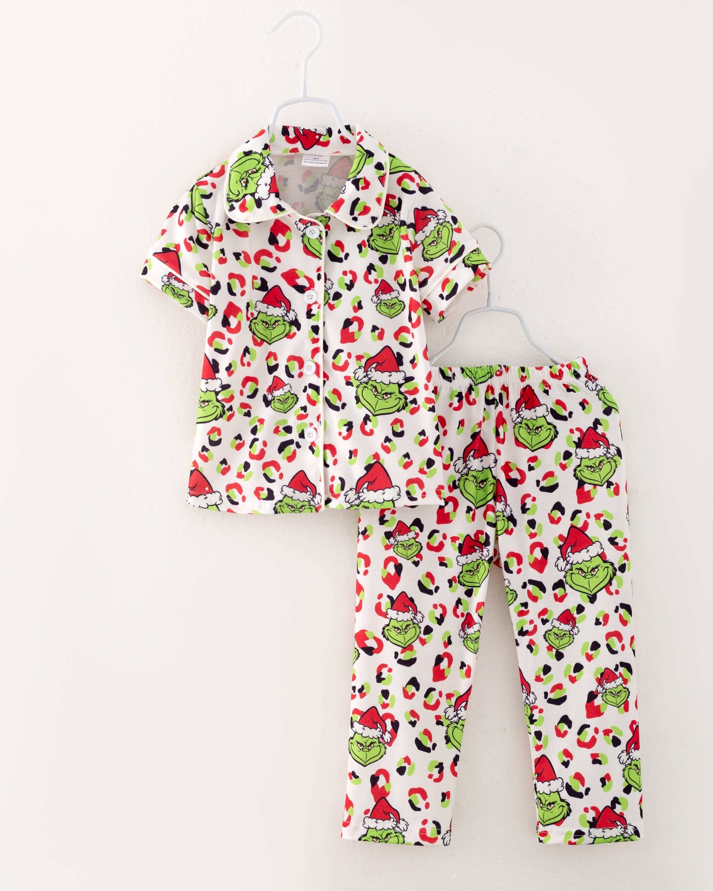 Grinch Leopard Girl Pajamas Sleepwear Kids Clothes Grinch Pajamas PJG40243