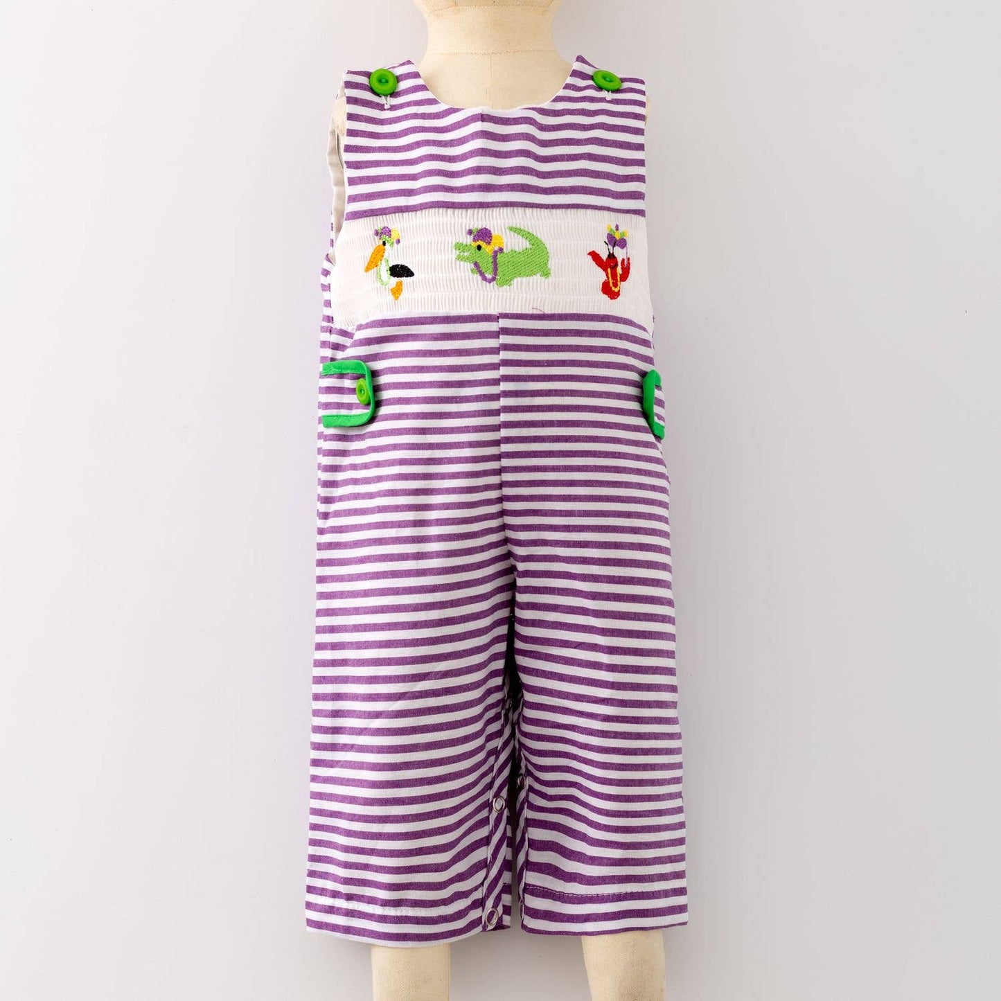 Mardi Gras Smocked Baby Jon Jon  47653