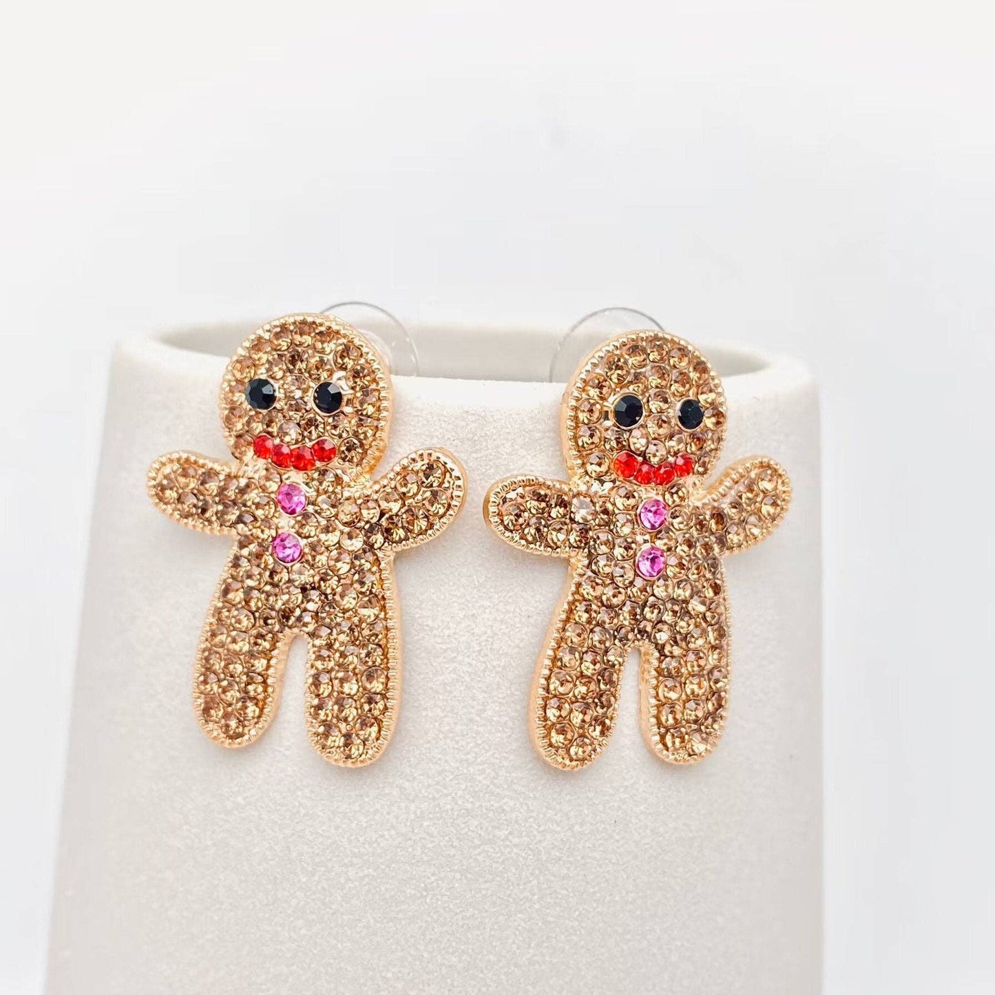 Rhinestone Gingerbread Man Post Earrings MIO56085