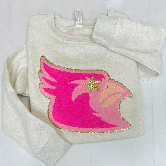 Cardinal pink chenille patch