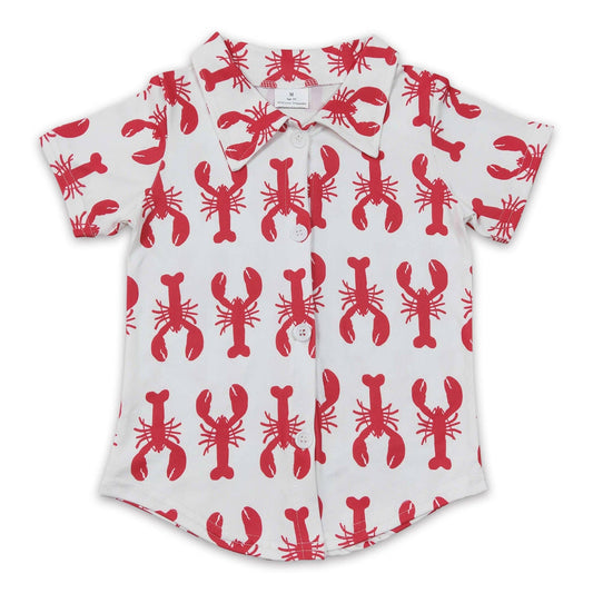 Crawfish short sleeves kids boy button up shirt  BT0161