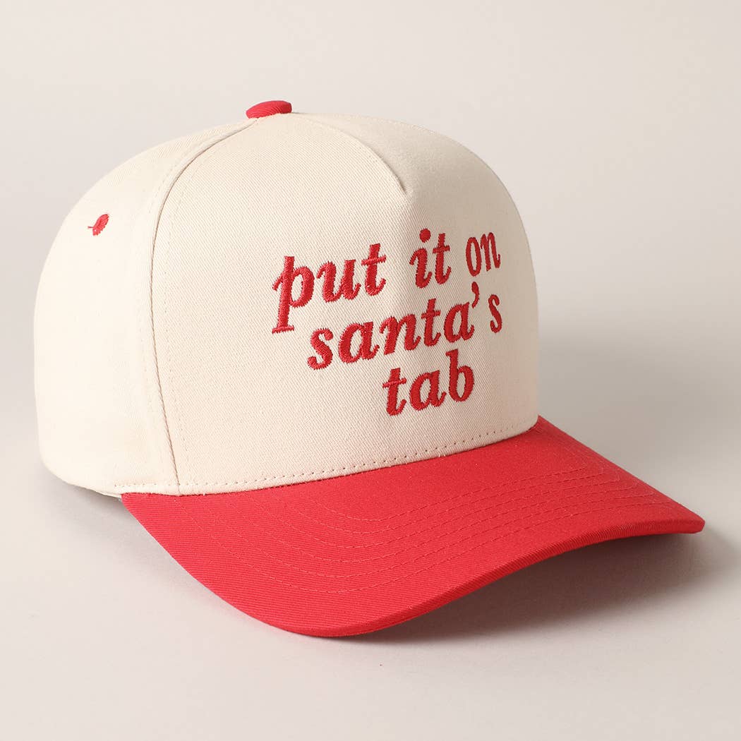 Put It On Santa's Tab Text Embroidery Baseball Cap TCM002RED