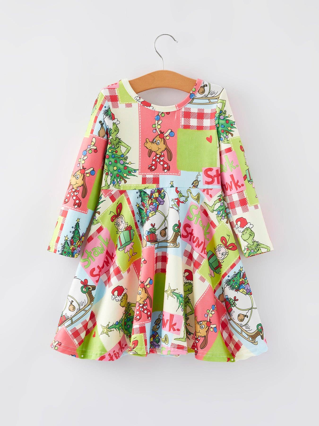 Rylee Faith Designs - Autumn Winter Character Christmas Tree Print Girls Dress-101825jb