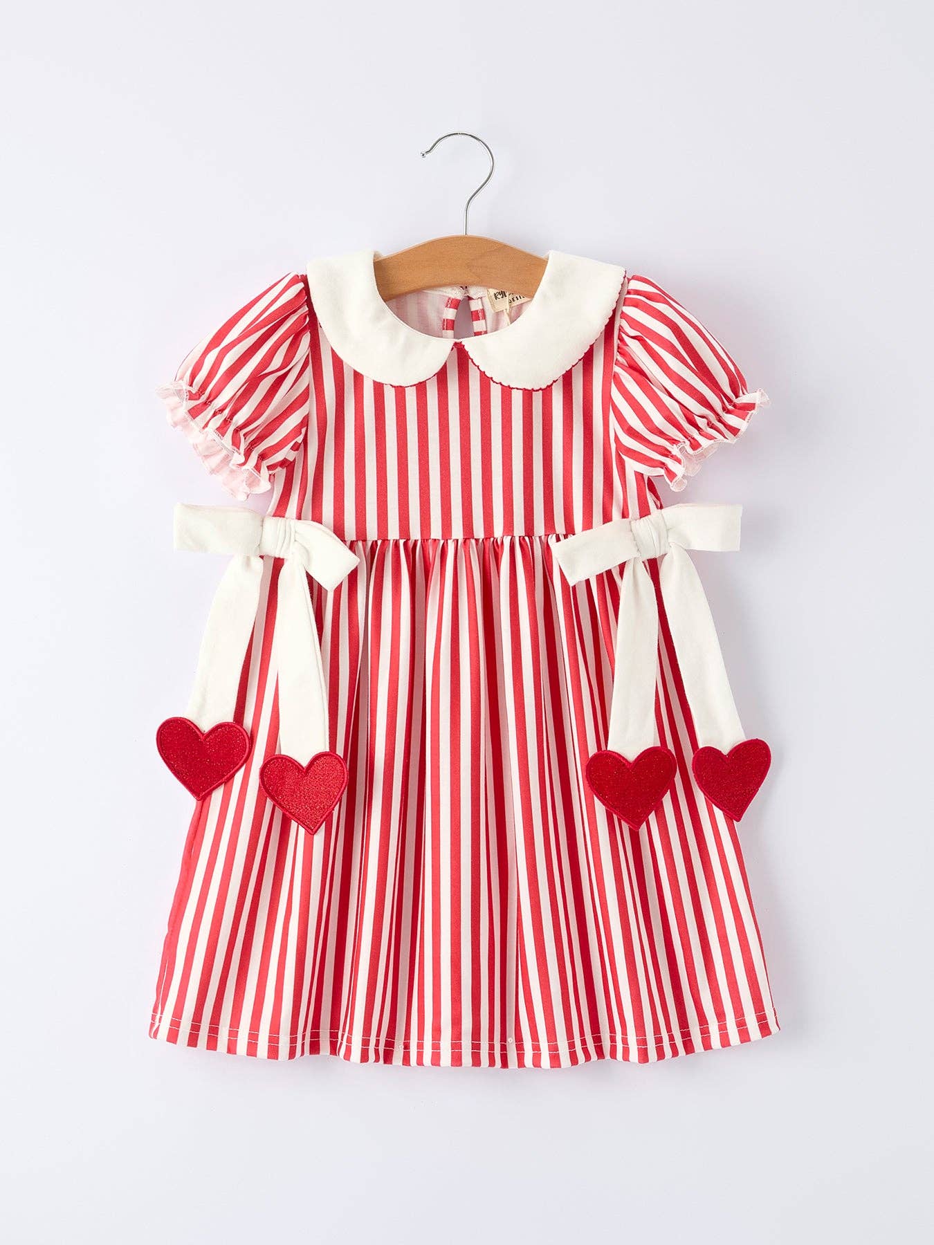 Valentine's Red Stripe Heart Dress for Toddler Girls Aj12126