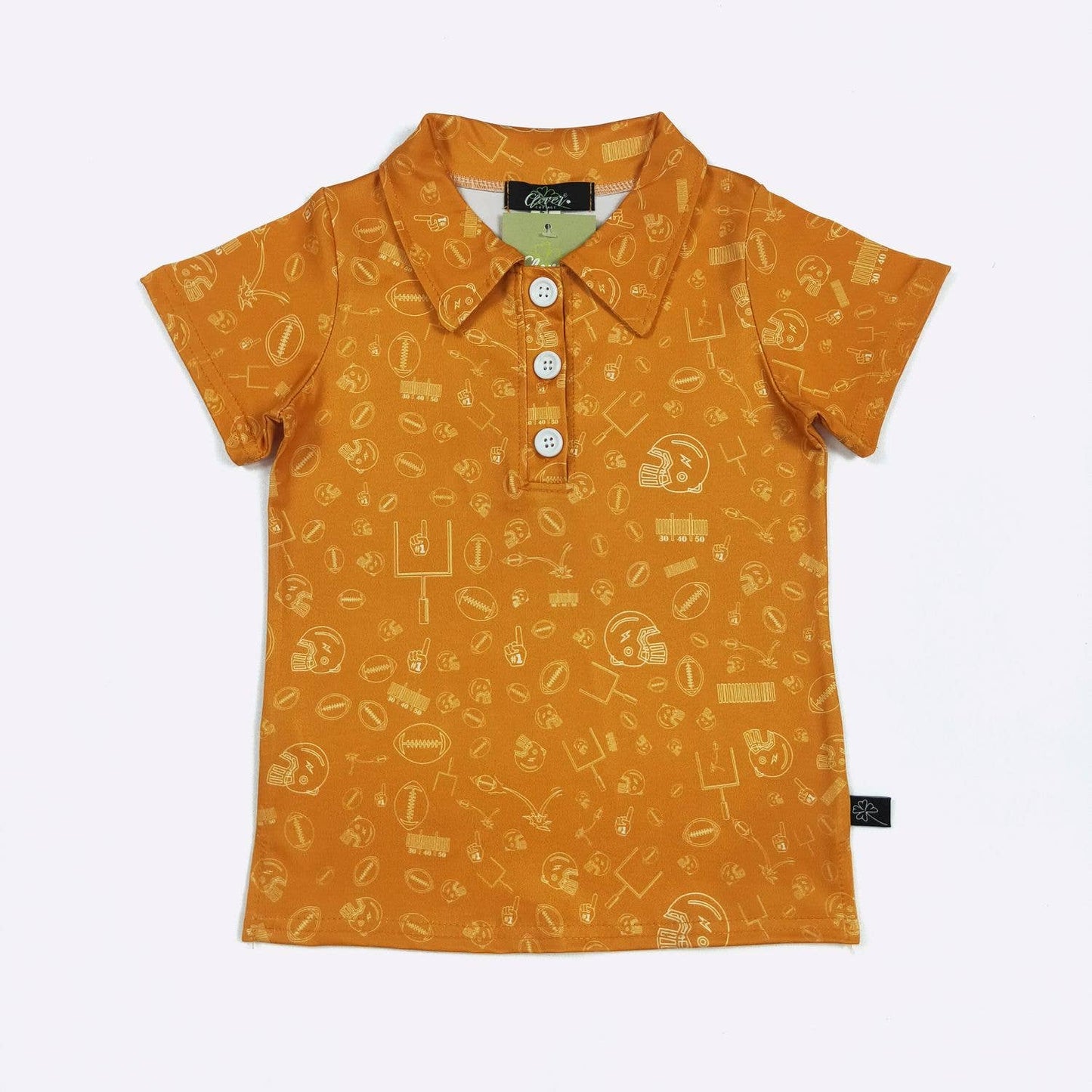 Football Field Goal Boy Collar Shirt(Orange)-FFGCS