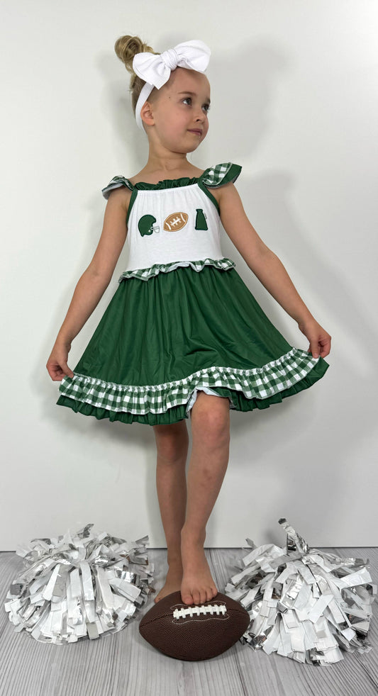 Team Spirit Girls Dress-Green Embroidery TSGD-BGE