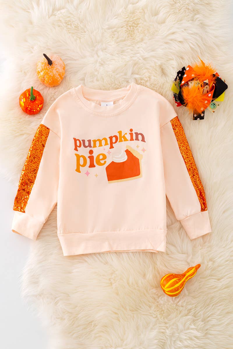 PUMPKIN PIE SEQUINS SLEEVE SWEATSHIRT. TPG40925