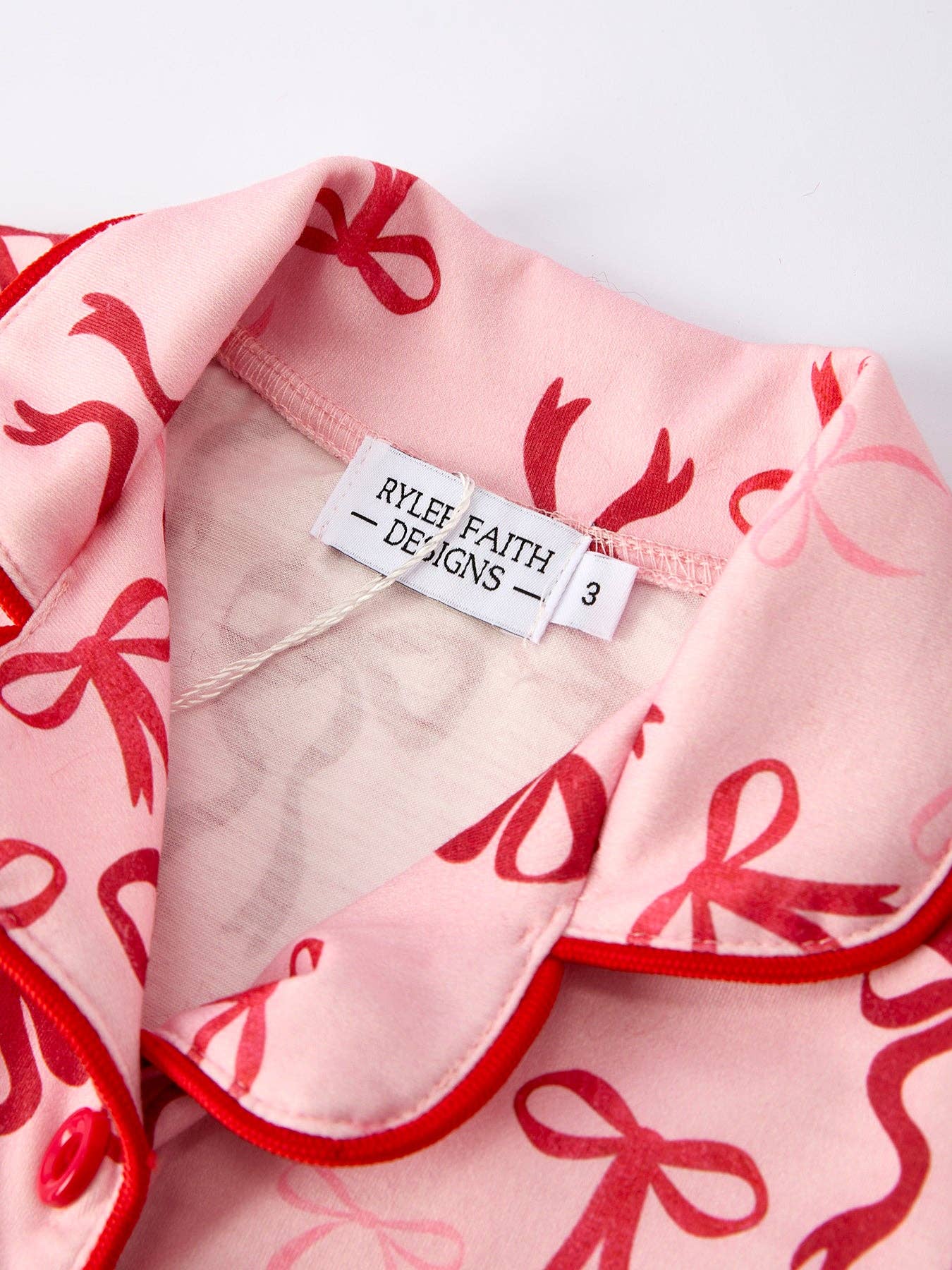 Christmas Bow Girls Pajama Set with Furry Trim-101825br