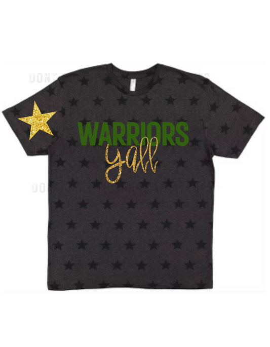 Warriors yall gold glitter star (green and glitter gold)