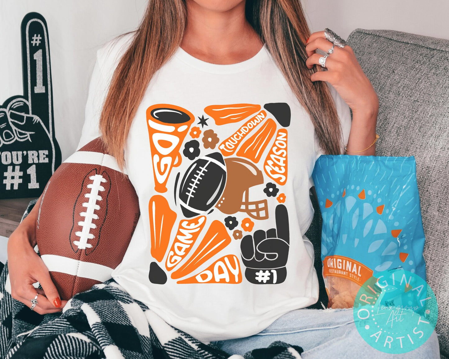 Football-gameday- retro BOBCATS ORANGE AND BLACK -Tshirt