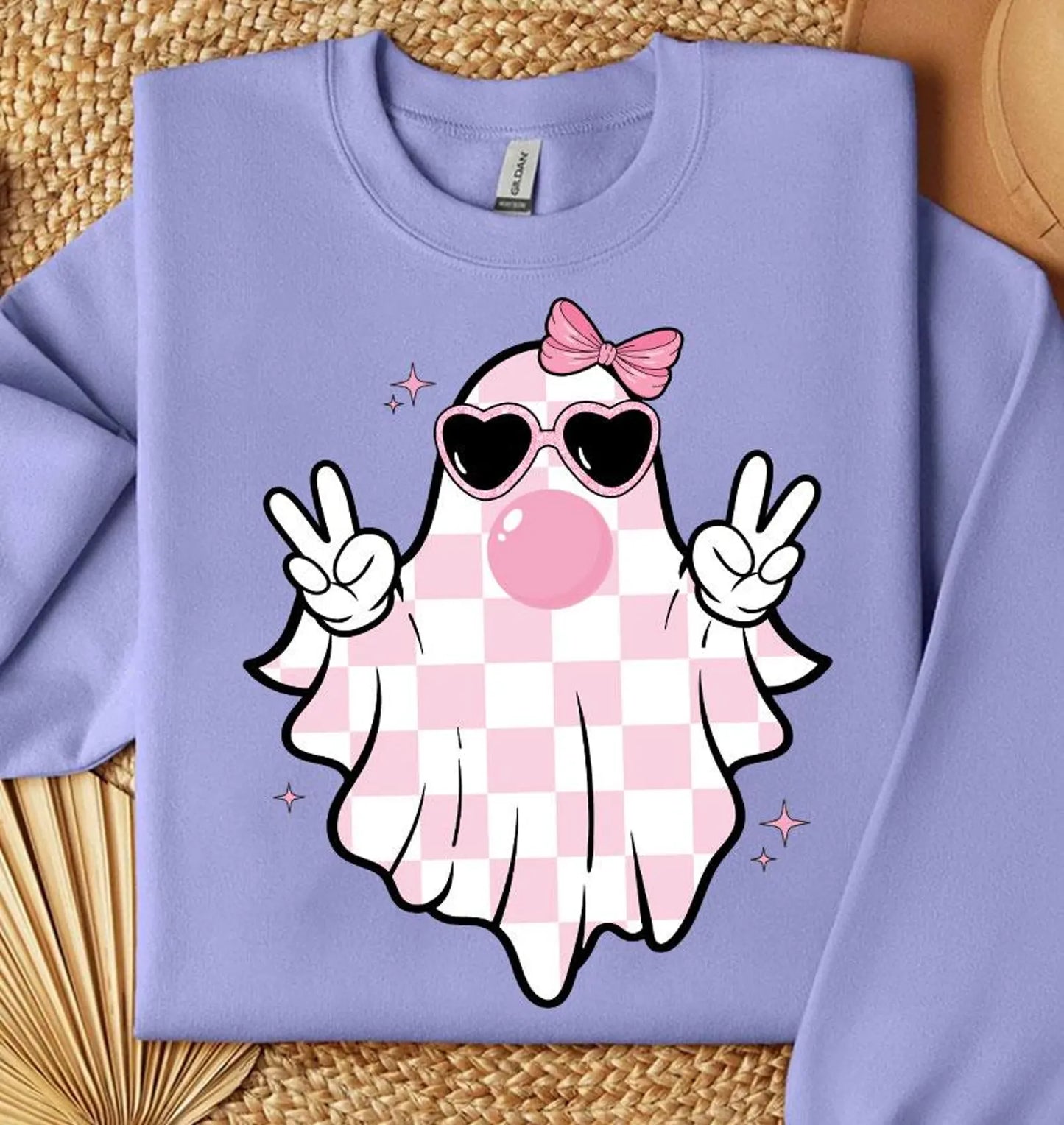 Bubble gum and preppy ghost T-shirt