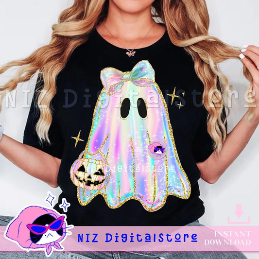 Colorful Iridescent Ghost, Halloween Ghost T-shirt