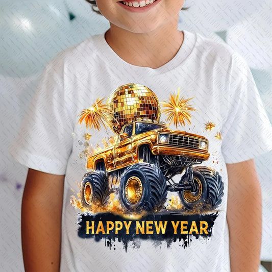 Happy New year monster truck  🕛🚗💙- T SHIRT- (GILDAN/LAT)