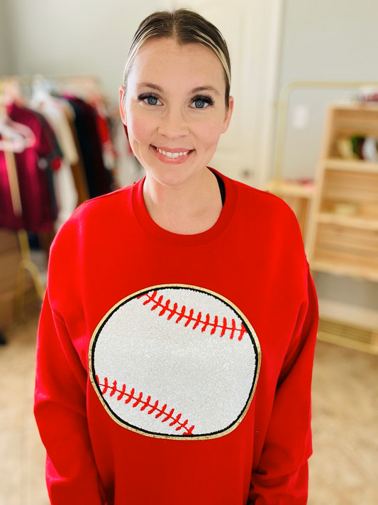Chenille/sequin baseball sweatshirt