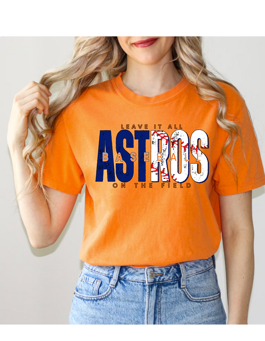 Astros Leave it all on the field baseball (navy blue and white font)
