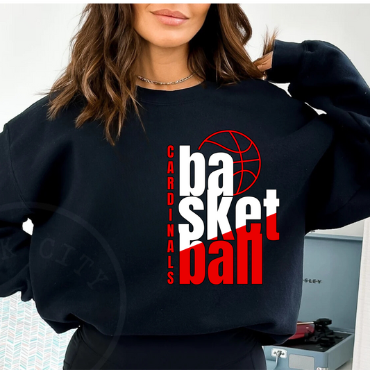 Cardinals Basketball (basketball red and white font) Sweatshirt