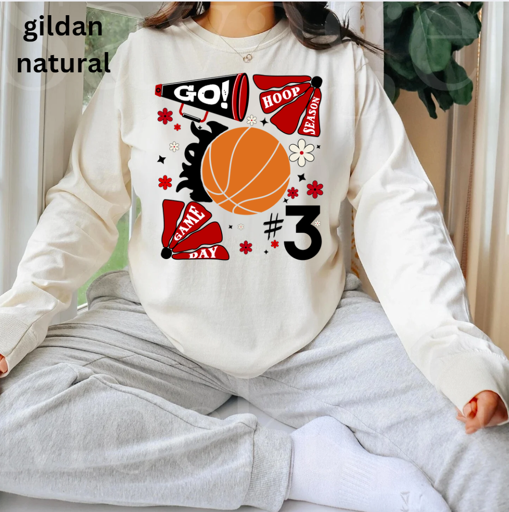 Customized Basketball (go megaphone, red game day, orange basketball) LONG SLEEVE