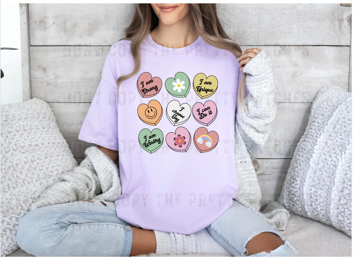 Heart candy affirmations t-shirt