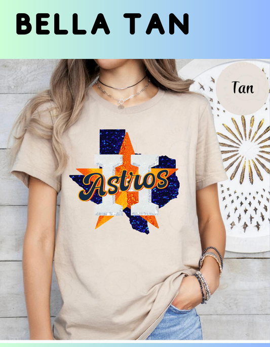 Glitter Astros Texas T-shirt