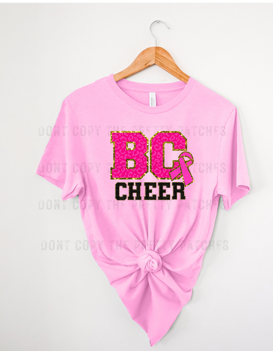 BC "CHEER faux chenille image tee shirt